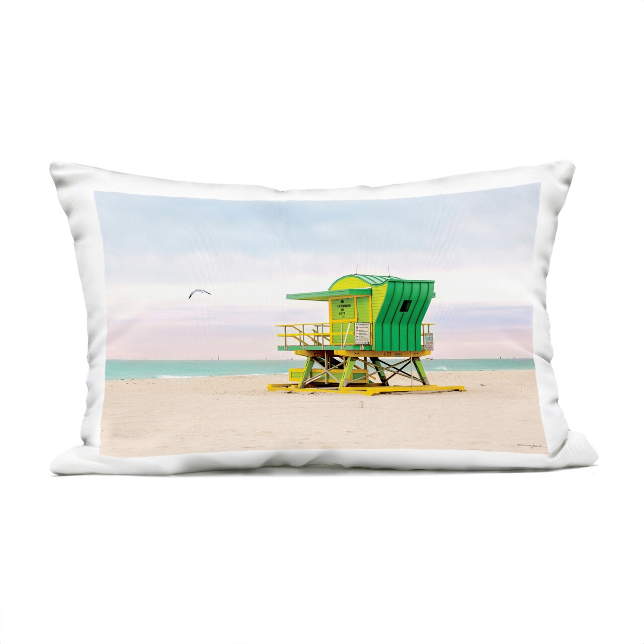 Stupell Industries Lime Green Lifeguard Hut Outdoor Printed Pillow design by Seven Trees Design, 14 x 7 x 20